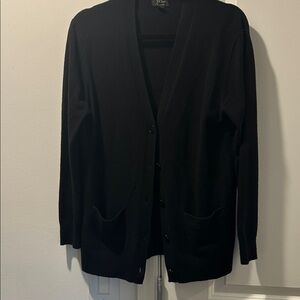 J. Crew Black Button-Up cashmere Cardigan with Pockets
